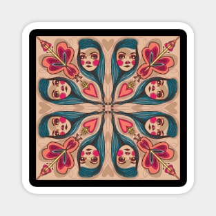 Butterfly Girl Kaleidoscope Viewer Blue Haired Lady Magnet