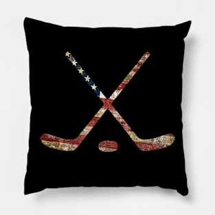 HOCKEY STICKS WITH AMERICAN FLAG Pillow