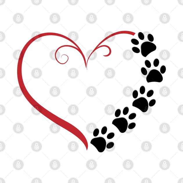 Dog paw prints with heart symbol by GULSENGUNEL