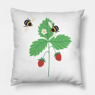 Strawberry plant with bees Pillow