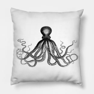 Octopus | Vintage Octopus | Tentacles | Sea Creatures | Nautical | Ocean | Sea | Beach | Black and White | Pillow