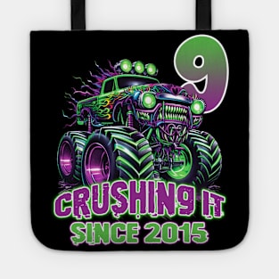 Monster Truck Birthday Tee 9th Birthday Boy Gift Awesome Since 2015 Tee Custom Monster Truck Tee Tote