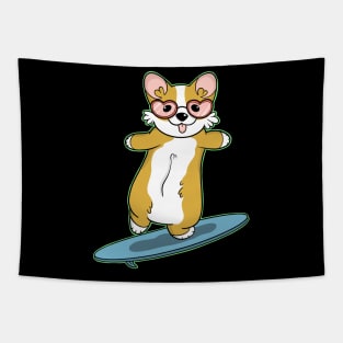 Corgi Surfer Tapestry