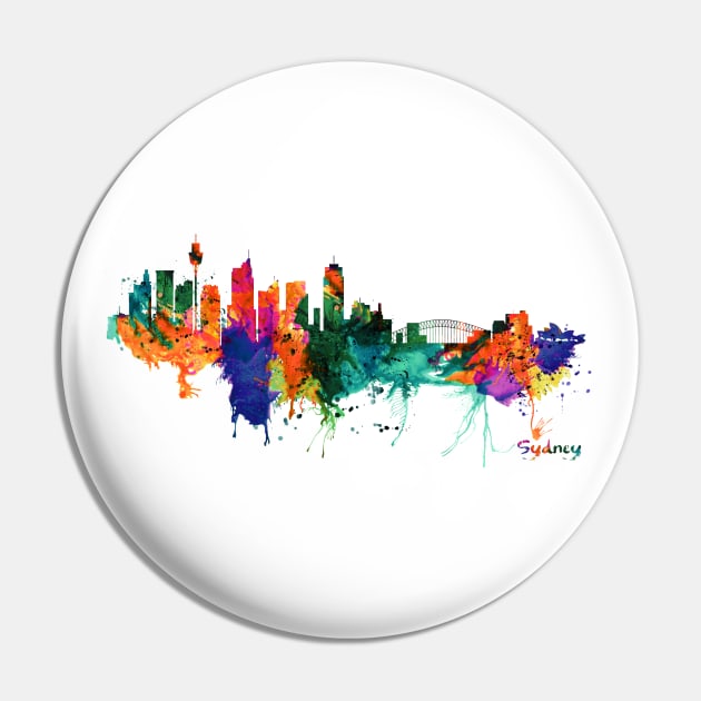Sydney Watercolor Skyline Pin by Marian Voicu