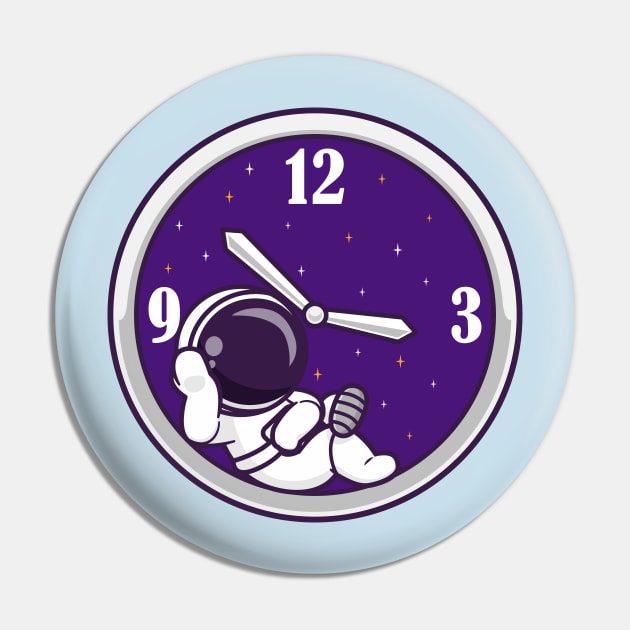 Cute Astronaut Relaxing In Clock Cartoon Pin by Catalyst Labs