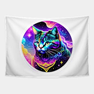 Kawaii Cat Cute Animals Colorful Galaxy Design Tapestry