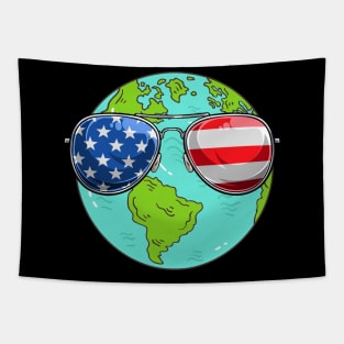 American Flag Patriotic Earth Day Tapestry