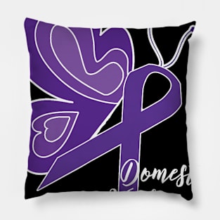 DOMESTIC VIOLENCE AWARENESS ABUSE PURPLE RIBBON BUTTERFLY Pillow