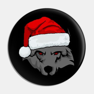 santa wolf christmas design Pin