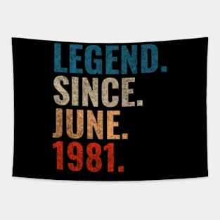 Legend since June 1981 Retro 1981 birthday shirt Tapestry