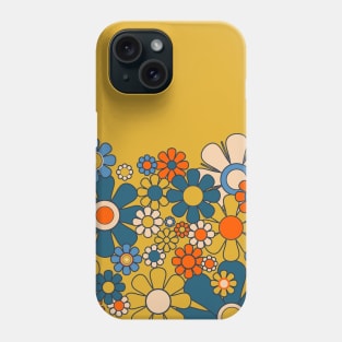 Retro Garden Flower Cuff Groovy Vintage Floral Mustard Yellow Blue Orange Phone Case