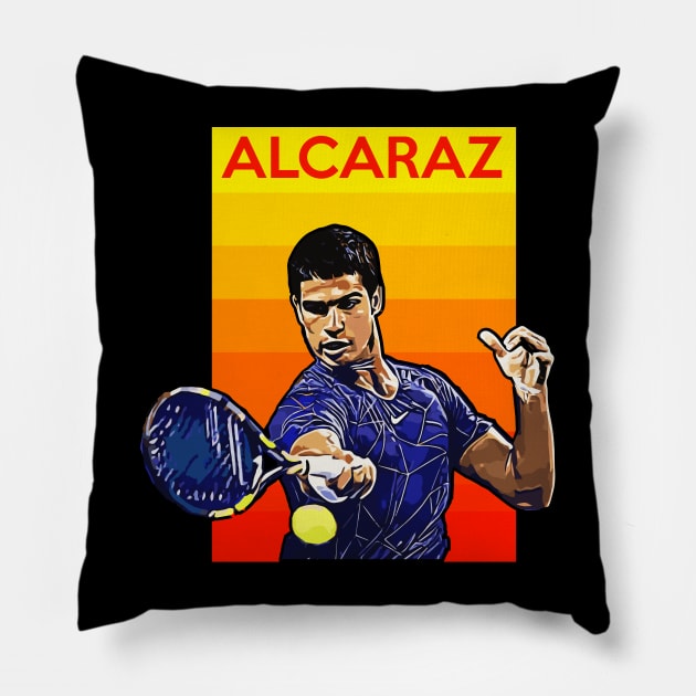 Carlos Alcaraz Tennis Champion Pillow by vlada123