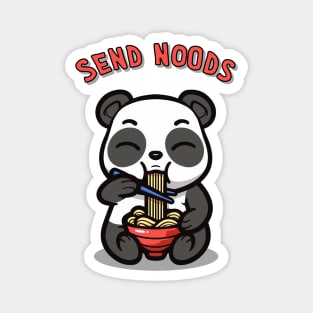 Kawaii Panda Eating Ramen Send Noods Funny Kawaii Panda Red Magnet