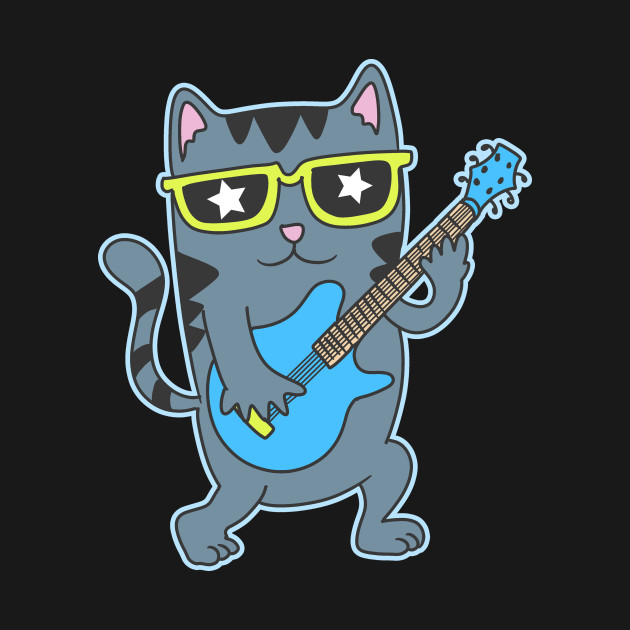 Disover Cat Playing Guitar Shirt | Guitarist Gift - Cat Playing Guitar - T-Shirt