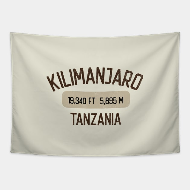 Mount Kilimanjaro - Tanzania - Highest Peak in Africa - Brown Retro Tapestry by TGKelly