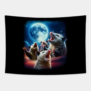 Opossums howling at the Moon Tapestry