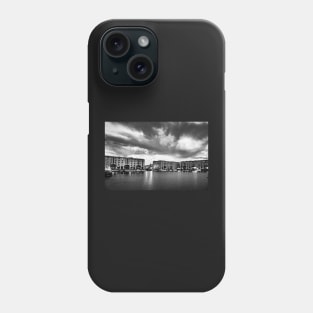 Liverpool waterfront at night _- Black and white Phone Case