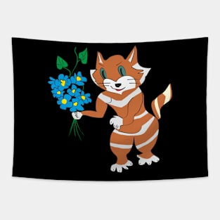 Cat with flowers Tapestry