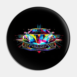 C8 Corvette supercar front view prism art style race car muscle car sportscar Corvette C8 Pin