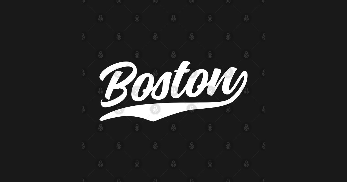 Boston Cursive White Vintage Athletic Script - Boston - T-Shirt | TeePublic