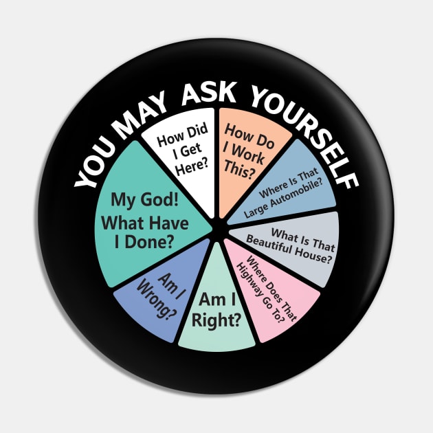 You May Ask Yourself - 80's Retro Music Funny - Once In A Lifetime Pie Chart Pin by TeeTypo