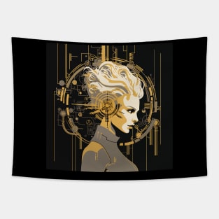 Futuristic Portrait: Embrace the Matrix-Inspired Aesthetic 2 Tapestry
