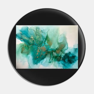 Whispy Teal & Gold Abstract Pin