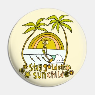 stay golden sun child retro surf art by surfy birdy Pin