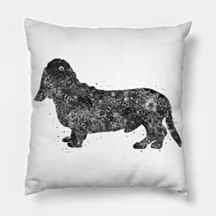 Basset Hound Dog black and white Pillow