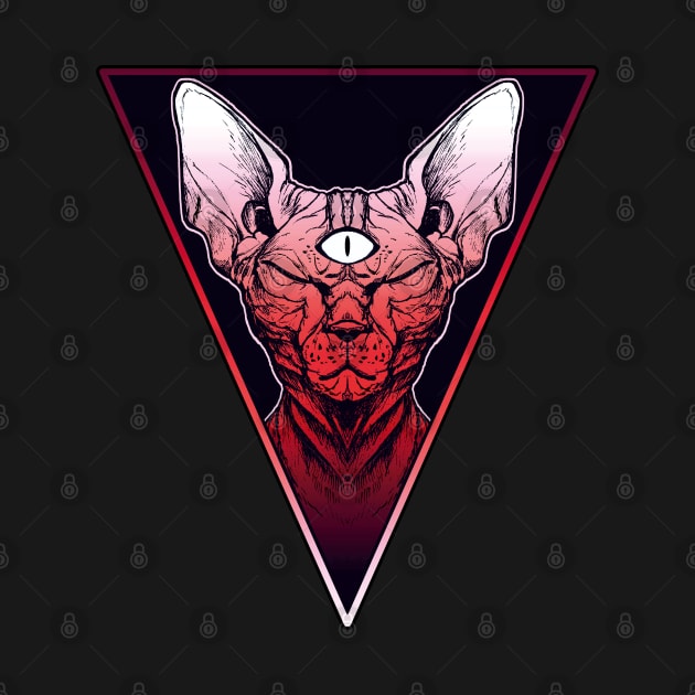 three eyed sphinx cat , triangle sticker by Ryuvhiel