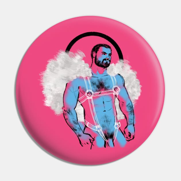 White Neon disco Viking Pin by WombatBuck