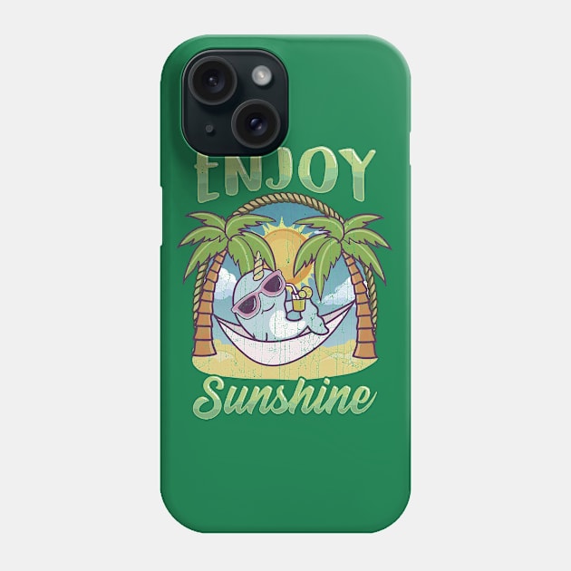 Enjoy Sunshine Narwhal Hammock Beach Ocean Phone Case by E