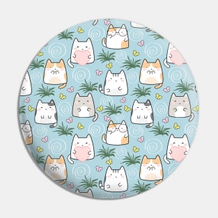 Seamless Pattern Cute Kawaii Cats Pin