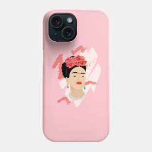 Frida Kahlo modern portrait famous mexican painter red roses headpiece decoration Phone Case