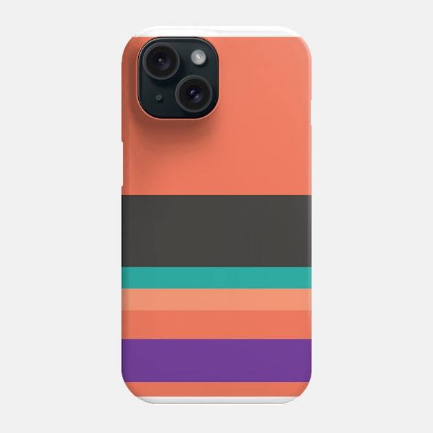 A lovely pattern of Orange Pink, Big Foot Feet, Christmas Purple, Blue/Green and Dark Charcoal stripes. Phone Case by Sociable Stripes