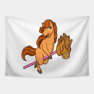 Horse riding on hobbyhorse - Hobby Horsing Tapestry