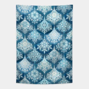 Icy Mermaid Snowflake Scales in Denim Blue Tapestry