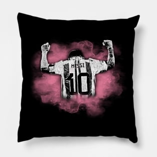 messi watercolor pink Pillow