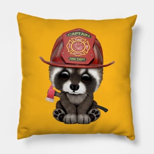 Cute Baby Raccoon Firefighter Pillow