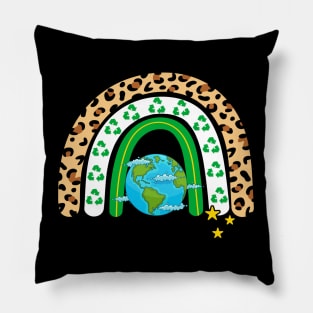 Earth Day Leopard Rainbow Pillow