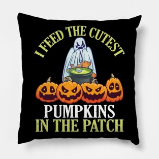 Ghost Gold I Feed The Cutest Pumpkins In The Patch Halloween Pillow