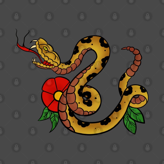 Traditional Rattlesnake & Flower by TaliDe