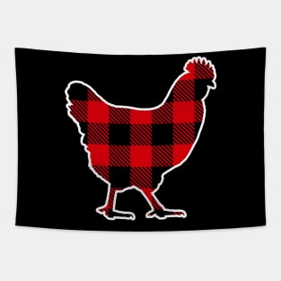 Chicken Red Plaid Pattern Christmas Pajama Funny Gift Tapestry