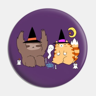 Witch Sloth and Witch Tabby Pin