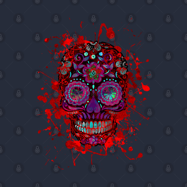 Download Funny Mexican Sugar Skull red grunge - Skull - T-Shirt ...