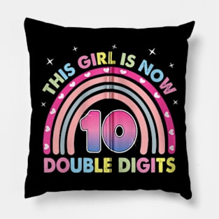 This Girl Is Now 10 Double Digits Tie Dye 10th birthday Pillow