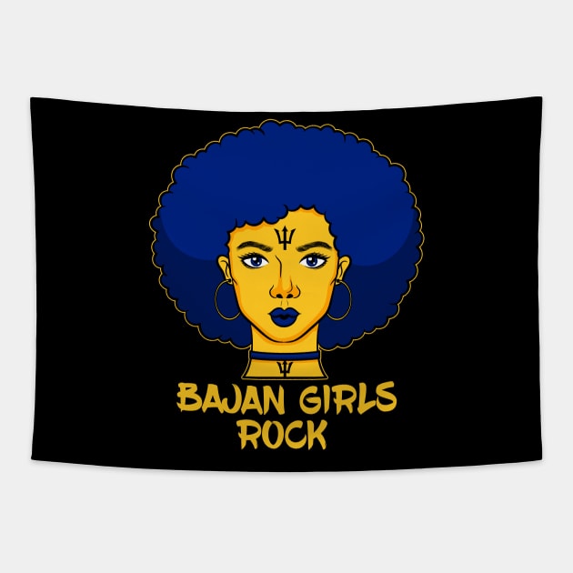 Bajan Girls Rock afro attitude Barbados gift idea present Tapestry by MARESDesign