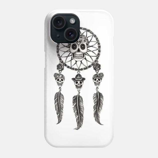 Dream catcher sugarskull day of the dead. Phone Case by Jiewsurreal