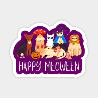 Happy Meoween Creepy Cute Cats Halloween Funny Magnet