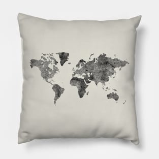 Black world map Pillow